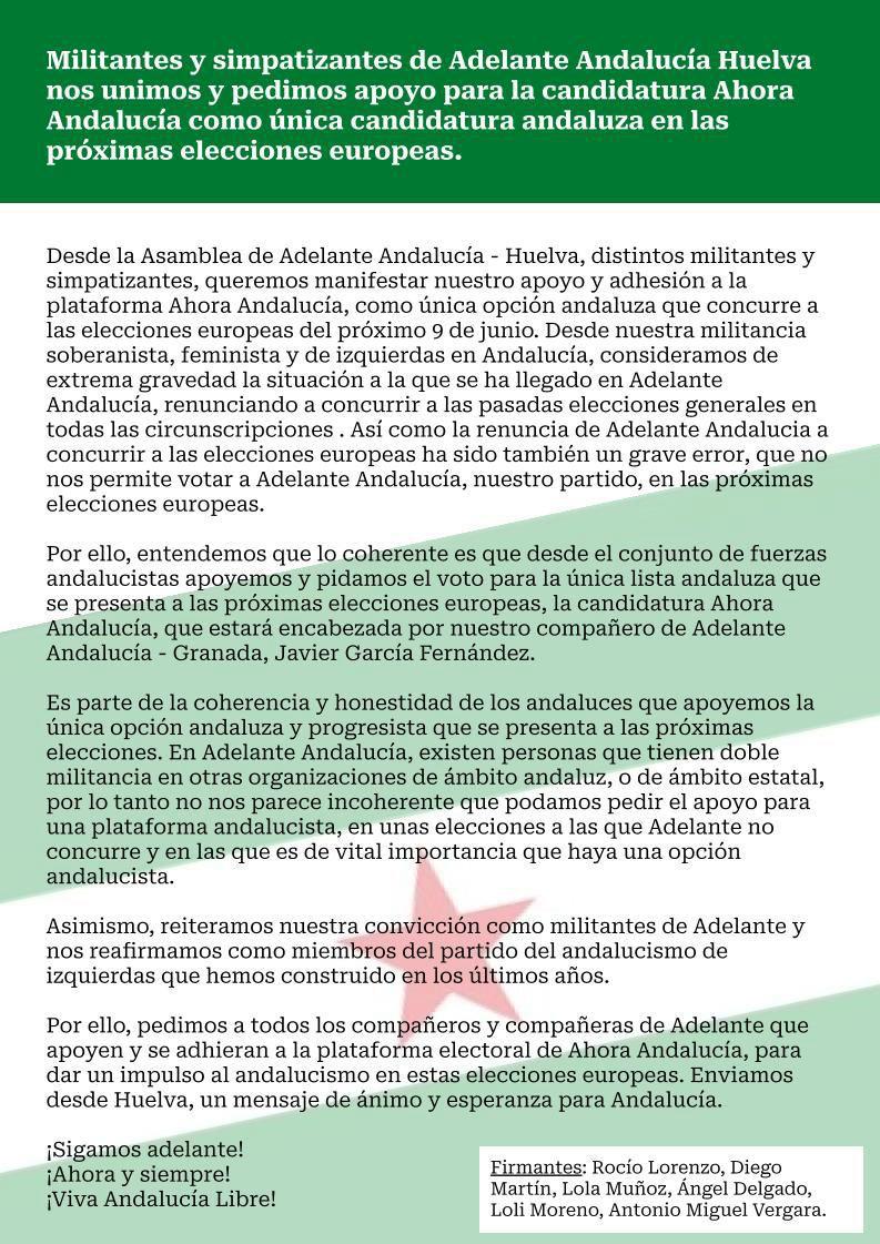 Ahora Andalucía sigue generando ilusión y adhesiones a su candidatura
